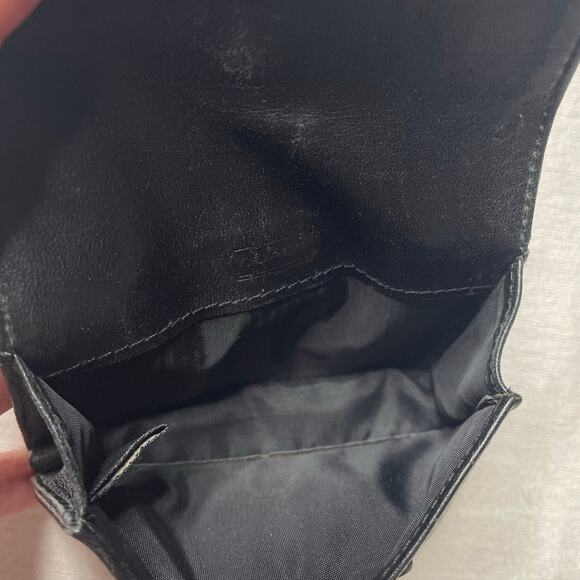 Coach Mini Black Leather Silver Buckle Card Case Wallet - Picture 7 of 8